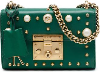 Gucci Pre-owned Gucci Small Pearl Studded Leather Padlock Crossbody Ladies 1GN7H1KW6P49I342