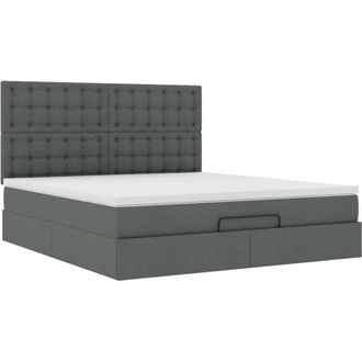 vidaXL Estructura Cama Otomana Colch&oacute;n Tela Gris Oscuro 180x200cm Vidaxl