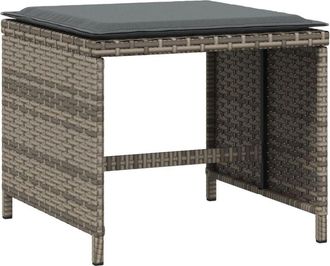 vidaXL Taburetes De Jard&iacute;n Con Cojines 4 Uds Rat&aacute;n Pe Gris 40x40x35 Cm Vidaxl