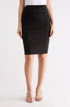 Renee C Faux Suede Pencil Skirt in Black at Nordstrom Rack, Size X-Large