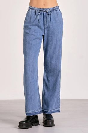 Elan Drawstring Straight Leg Pants In Denim Blue