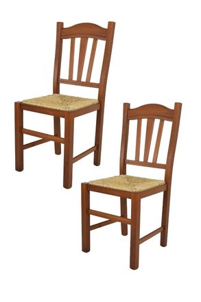 Tommychairs Tommychairs 2 Sillas Silvana En Haya Color Nuez Claro Y Asiento De Paja