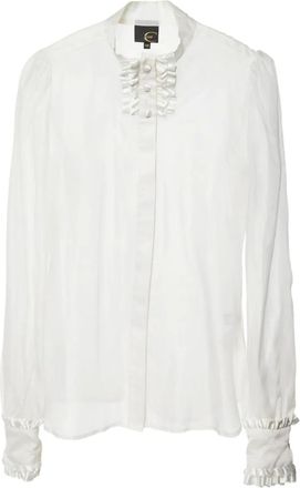 Cavalli ruffled long-sleeve shirt - White