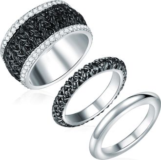 Lulu & Jane Womens Female Ring with Swarovski crystals Metal (Alloy) - Silver - Size N