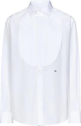 Dsquared2 Overhemden, Dames, Wit, M, Katoen, Witte Tuxedo Overhemd met Geplooide Plastron