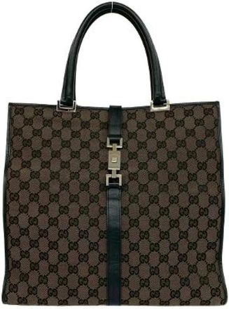 Gucci Pre-owned Handbags, female, Brown, Size: ONE SIZE Pre-owned GG Canvas Leather Handbag (Jackie)