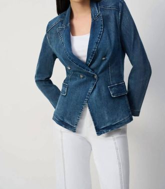 Joseph Ribkoff Double-Breasted Jacket In Denim Medium Blue