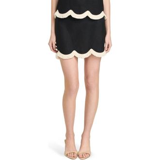 Wayf Encore Scallop Trim Skirt in Black at Nordstrom, Size X-Small