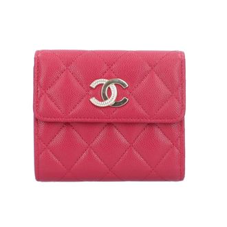 Chanel Matelasse Red Color Grained Calfskin Wallet (Tri-Fold) (Pre-Owned)