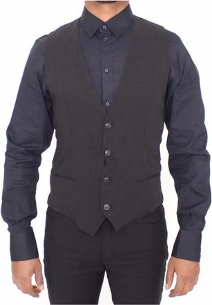 Dolce & Gabbana Zwarte Wol Formele Jurk Vest Gilet Jas - Heren - Gillet - Grijs - M - Wol - Kostuums