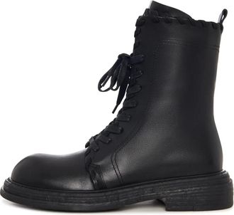 Cesare Gaspari Stitch-Edge Combat Boots - Dames - Veterlaarzen - Zwart - 40 EU - Leer - Schoenen