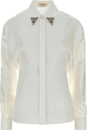Versace Dames, Blouses & Shirts, Wit, Maat: XS Katoen