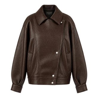 Twinset Jassen, Dames, Bruin, S, Leer, Actitude Jas