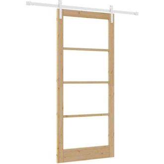 vidaXL Vidaxl - Puerta Deslizante Marr&oacute;n 93 X 211 Cm Madera Maciza De Pino