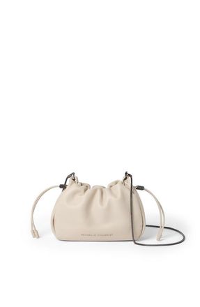Brunello Cucinelli Soft leather mini Mellow Bucket bag in Ivory at Nordstrom
