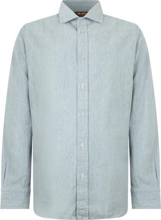 Moorer Harold Langehemd - Heren - Casual Overhemden - Blauw - M - Katoen - Overhemden