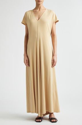 Toteme V-Neck Jersey Maxi Dress in Chai at Nordstrom, Size X-Small