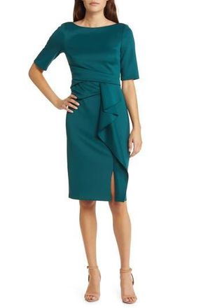 Vince Camuto Waist Tuck Ruffle Skirt Scuba Dress in Hunter at Nordstrom Rack, Size 2