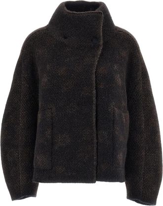 Boboutic Reversible Wool-Blend High Collar Knit Jacket