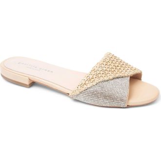 Patricia Green Milan Foldover Crystal Slide Sandal in Natural Raffia at Nordstrom, Size 10