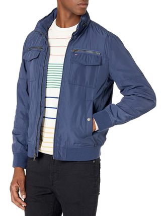 Tommy Hilfiger Mens Water Resistant Performance Bomber Jacket (Standard and Big & Tall), Halogen Blue Unfilled, Medium