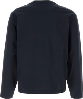 Jil Sander Mens Embroidered Logo Cotton T-Shirt Navy