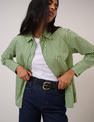 Nobody's Child Green Pinstripe Shirt