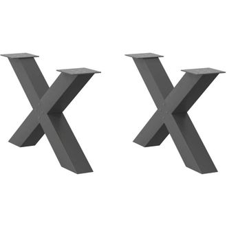 vidaXL Patas Para Mesa De Centro En Forma De X (2 Unidades), Antracita, 70 X (42-43) Cm, Acero Vidaxl