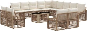 vidaXL Conjunto De Sof&aacute;s De Jard&iacute;n 14 Uds. Beige Y Blanco Crema Vidaxl