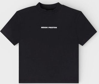 Heron Preston Womens Heron Preston Short Sleeve Logo Tee Black White - Size: 18/16