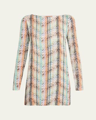 Missoni Multi-Technique Long-Sleeve Mini Dress