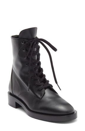 Stuart Weitzman Sondra Lace-Up Combat Boot in Black at Nordstrom Rack, Size 10.5