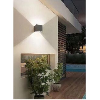 Trade Shop Trade Shop Traesio - Trade Shop - Applique Da Parete 22watt Grigio Per Esterno Doppia Emissione Luminosa Ip65 Es66