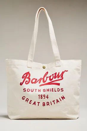Barbour Script Cotton Canvas Tote Bag