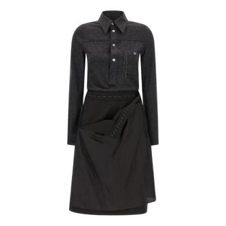 Maison Margiela Long Sleeve Midi Dress - female - Maison Margiela - Shirt Dresses - Gray - XS - Dresses