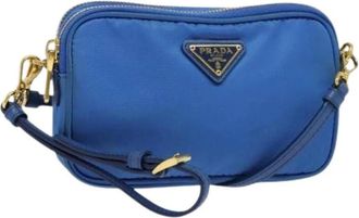 Prada Pre-owned Cross Body Bags, female, Blue, Size: ONE SIZE Pre-owned Vintage Nylon Shoulder Bag
