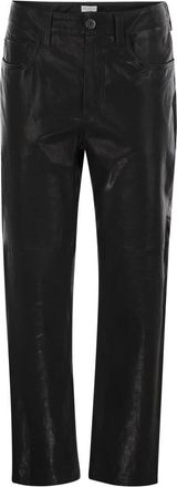 Brunello Cucinelli Brunello Cucinelli Womens Wide Five-pocket Trousers In Smooth Nappa Leather - Black - Size EU 38 (Womens)