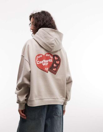 Carhartt Work in Progress felpa con cappuccio Hartt Case con stampa sul retro in crema-Bianco