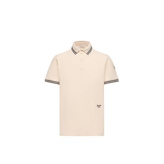 Moncler Moncler Striped Trim Cotton Piquet Polo Shirt, Men, White, Size: 3xl