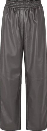 Sams&oslash;e & Sams&oslash;e Wide Trousers, female, Gray, XS, Grey Leather Trousers Loose Fit