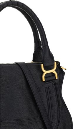 Chlo&eacute; Womens Marcie Calfskin Handbag Black Calf Leather Handbags Hand Bags