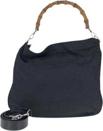 Gucci Pre-owned Handbags, female, Black, Size: ONE SIZE Pre-owned Bamboo Nylon 2way bag