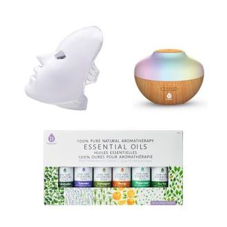 Pursonic Ultimate Self-Care Wellness Bundle - 7-Color LED Therapy Face Mask, Ultrasonic Diffuser & 6 Essential Oils in White at Nordstrom