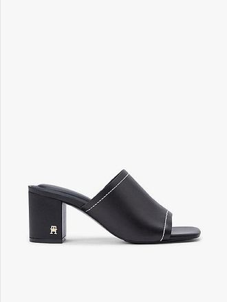 Tommy Hilfiger Mules de piel con tac&oacute;n ancho