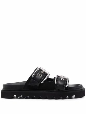 Iro Bolum double-strap slides - women - Leather - 39 - Black