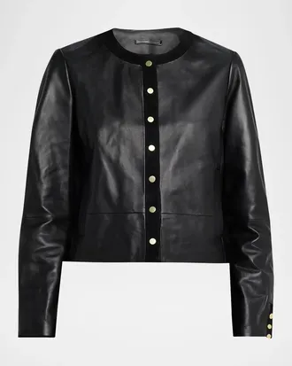 Vince Leather Boxy Crop Jacket