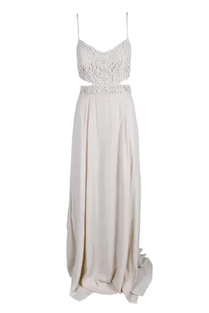 Access Fashion Long Dress Macram&eacute; - White