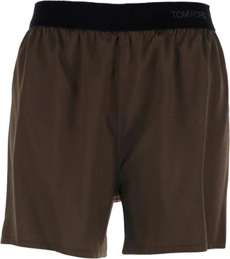Tom Ford Silk Stretch Shorts - Dames - Strandmode - Bruin - XS - Leer - Badmode