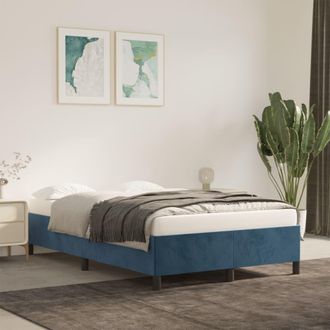 vidaXL Estructura De Cama Sin Colch&oacute;n Terciopelo Azul Oscuro 120x190cm Vidaxl