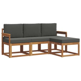 vidaXL Conjunto De Sof&aacute;s De Exterior 4 Pcs Natural Y Antracita Vidaxl